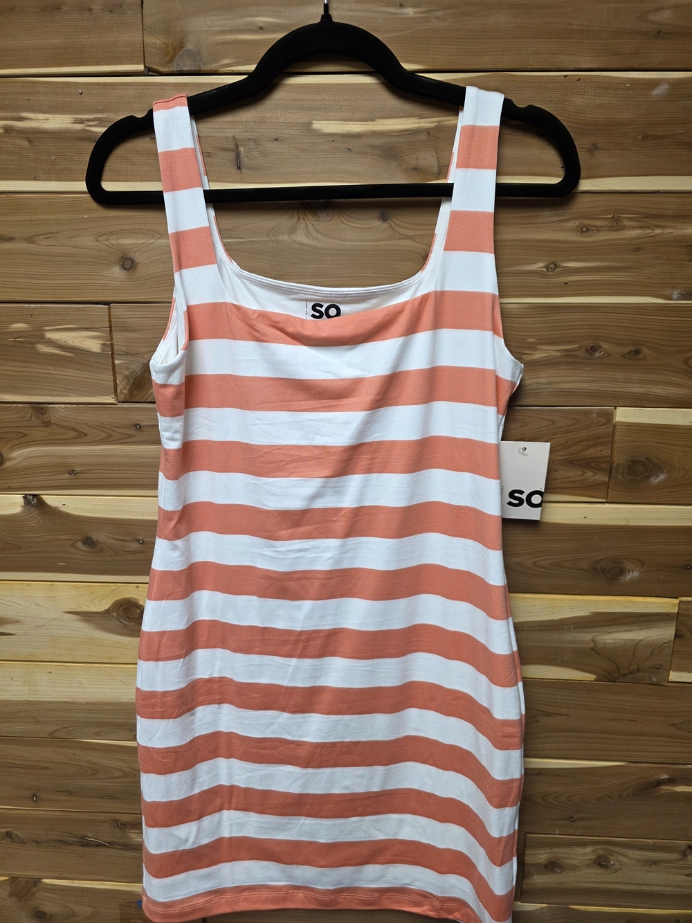 SO Women's Coral and White Striped Dress